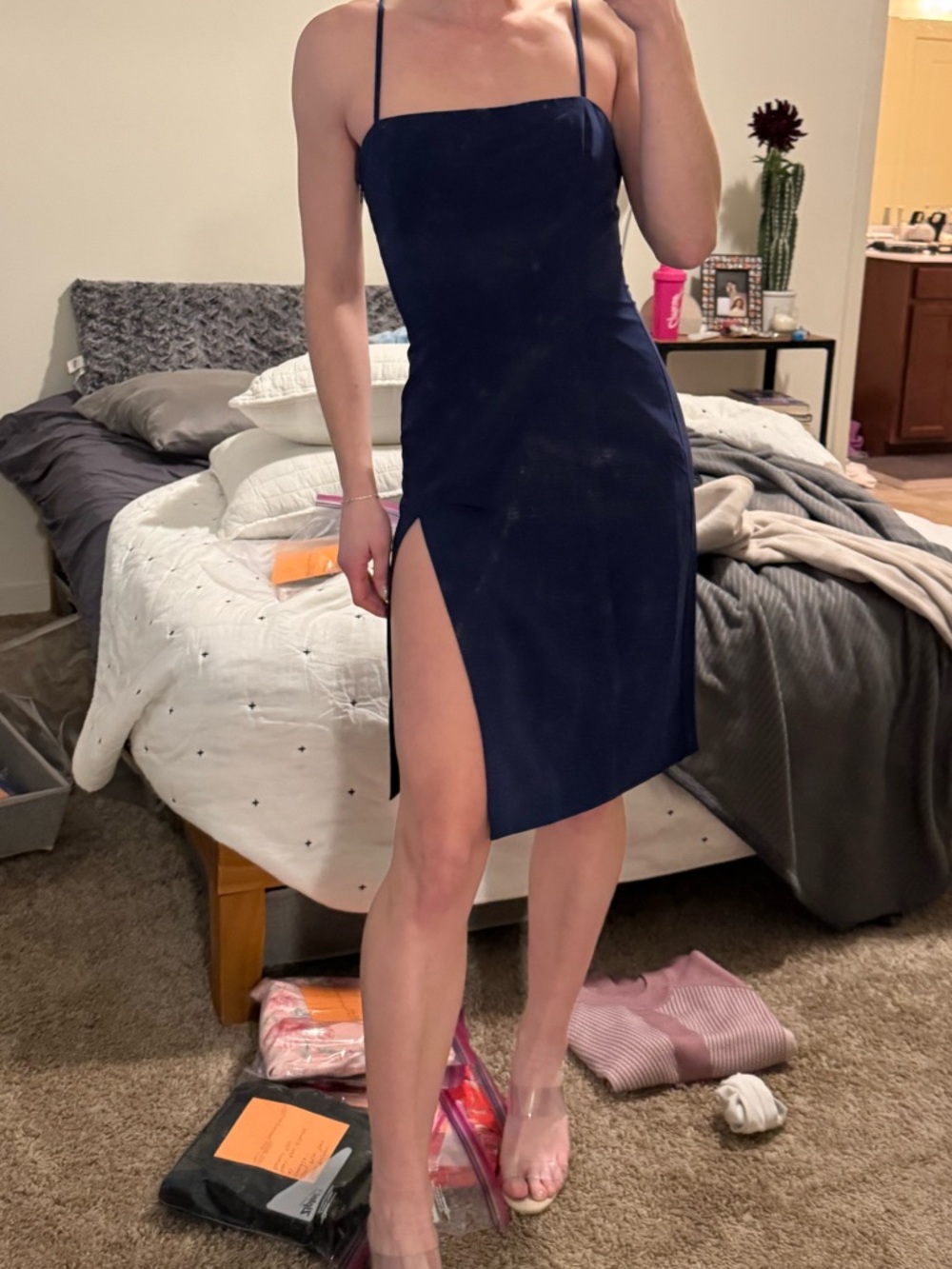 NBD Cosmopolitan Dress, Indigo, S, thigh slit